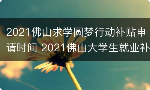 2021佛山求学圆梦行动补贴申请时间 2021佛山大学生就业补贴