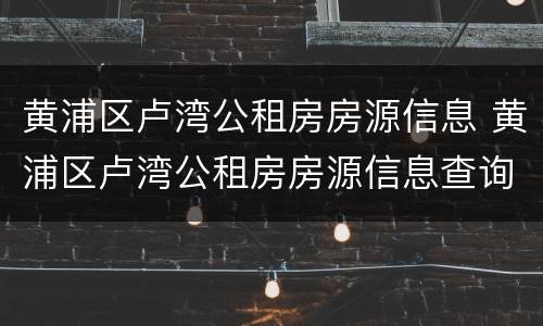 黄浦区卢湾公租房房源信息 黄浦区卢湾公租房房源信息查询