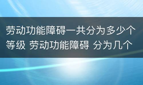 劳动功能障碍一共分为多少个等级 劳动功能障碍 分为几个等级