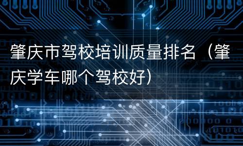 肇庆市驾校培训质量排名（肇庆学车哪个驾校好）