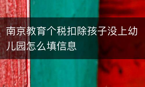 南京教育个税扣除孩子没上幼儿园怎么填信息