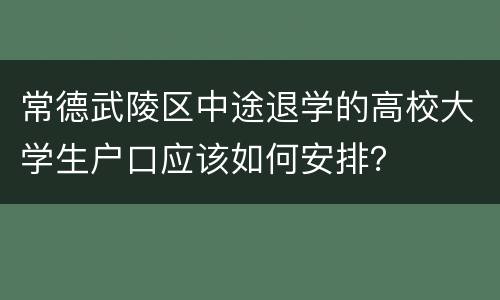 常德武陵区中途退学的高校大学生户口应该如何安排？