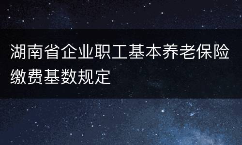 湖南省企业职工基本养老保险缴费基数规定