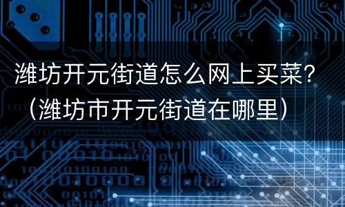 潍坊开元街道怎么网上买菜？（潍坊市开元街道在哪里）