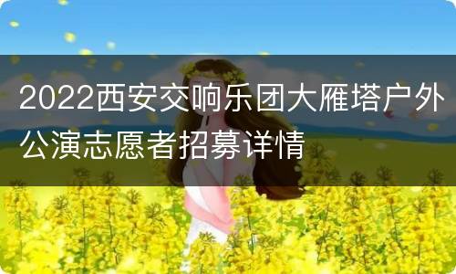 2022西安交响乐团大雁塔户外公演志愿者招募详情