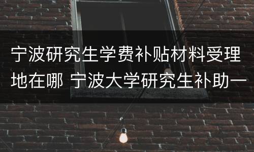 宁波研究生学费补贴材料受理地在哪 宁波大学研究生补助一般什么时候发