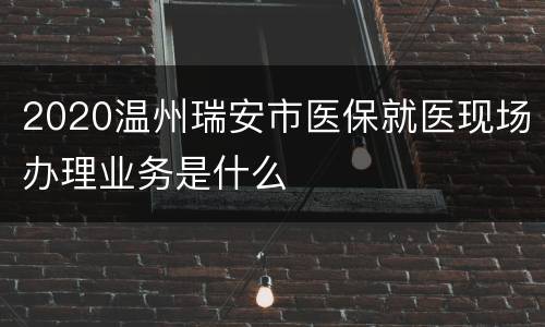 2020温州瑞安市医保就医现场办理业务是什么