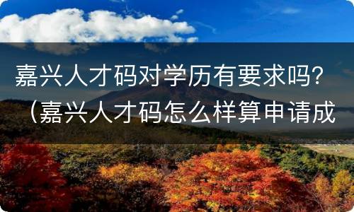 嘉兴人才码对学历有要求吗？（嘉兴人才码怎么样算申请成功）