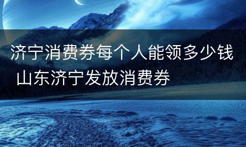 济宁消费券每个人能领多少钱 山东济宁发放消费券
