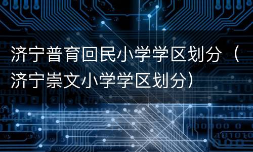 济宁普育回民小学学区划分（济宁崇文小学学区划分）