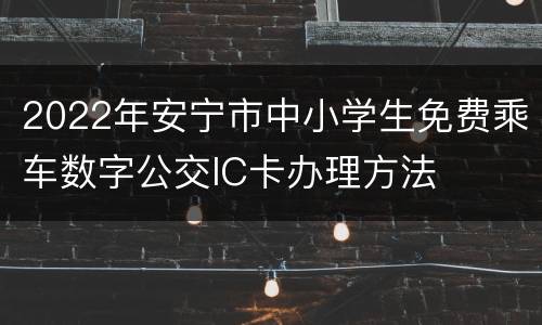 2022年安宁市中小学生免费乘车数字公交IC卡办理方法