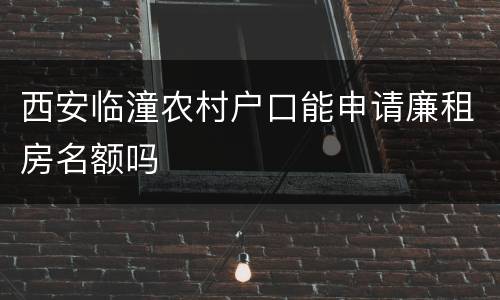 西安临潼农村户口能申请廉租房名额吗
