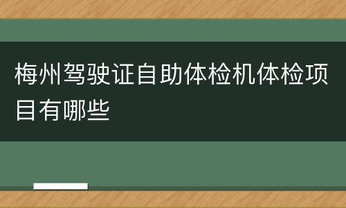 梅州驾驶证自助体检机体检项目有哪些