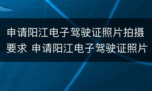 申请阳江电子驾驶证照片拍摄要求 申请阳江电子驾驶证照片拍摄要求是什么