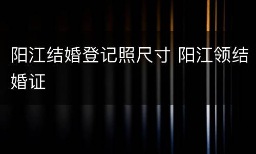 阳江结婚登记照尺寸 阳江领结婚证