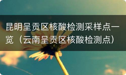 昆明呈贡区核酸检测采样点一览（云南呈贡区核酸检测点）