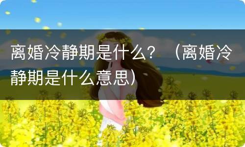 离婚冷静期是什么？（离婚冷静期是什么意思）
