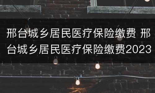 邢台城乡居民医疗保险缴费 邢台城乡居民医疗保险缴费2023年