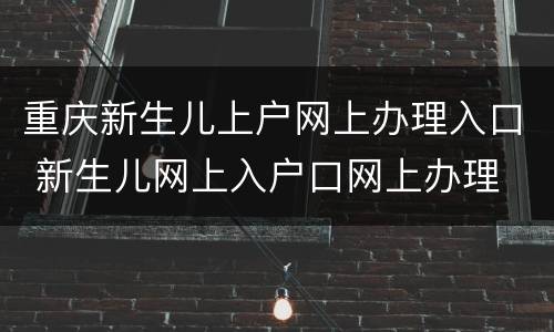 重庆新生儿上户网上办理入口 新生儿网上入户口网上办理
