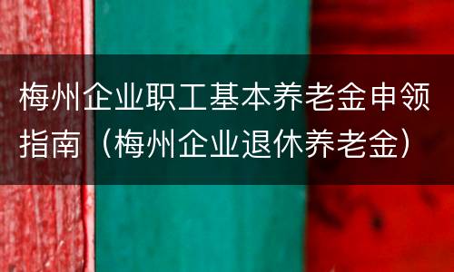 梅州企业职工基本养老金申领指南（梅州企业退休养老金）