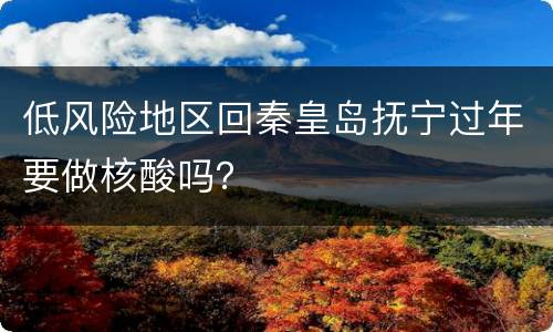 低风险地区回秦皇岛抚宁过年要做核酸吗？