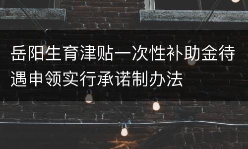 岳阳生育津贴一次性补助金待遇申领实行承诺制办法