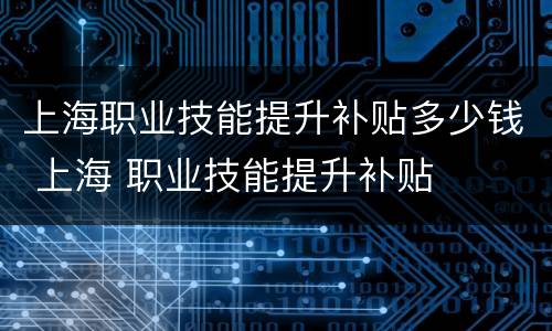 上海职业技能提升补贴多少钱 上海 职业技能提升补贴