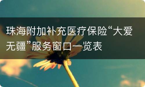 珠海附加补充医疗保险“大爱无疆”服务窗口一览表
