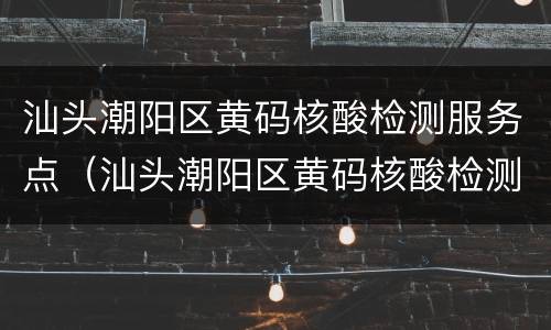 汕头潮阳区黄码核酸检测服务点（汕头潮阳区黄码核酸检测服务点电话）