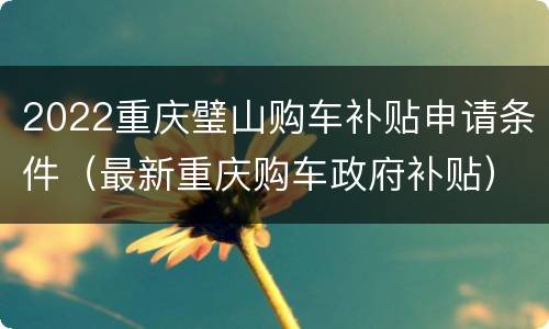 2022重庆璧山购车补贴申请条件（最新重庆购车政府补贴）