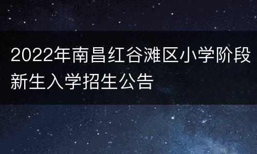 2022年南昌红谷滩区小学阶段新生入学招生公告