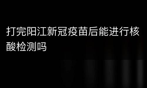 打完阳江新冠疫苗后能进行核酸检测吗