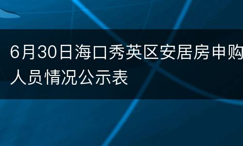 6月30日海口秀英区安居房申购人员情况公示表
