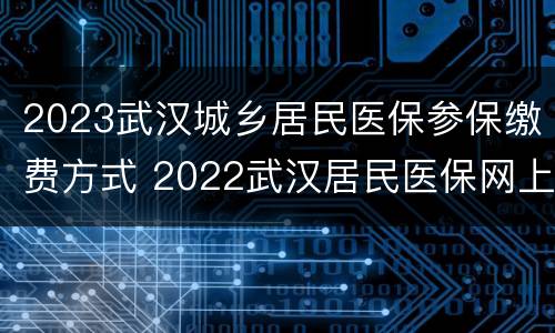 2023武汉城乡居民医保参保缴费方式 2022武汉居民医保网上缴费