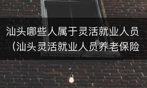 汕头哪些人属于灵活就业人员（汕头灵活就业人员养老保险）