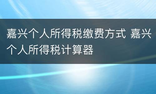 嘉兴个人所得税缴费方式 嘉兴个人所得税计算器