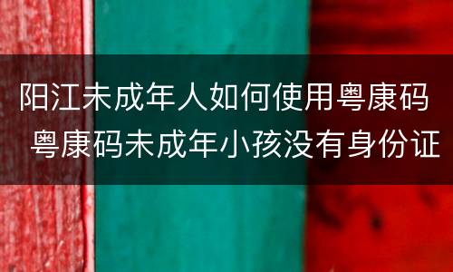 阳江未成年人如何使用粤康码 粤康码未成年小孩没有身份证怎么认证