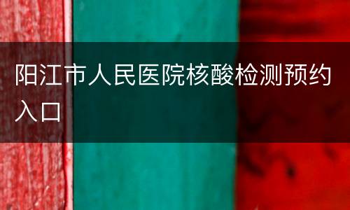 阳江市人民医院核酸检测预约入口