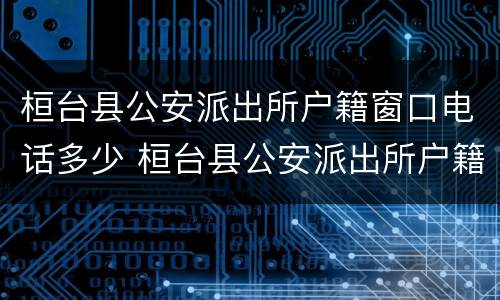 桓台县公安派出所户籍窗口电话多少 桓台县公安派出所户籍窗口电话多少啊