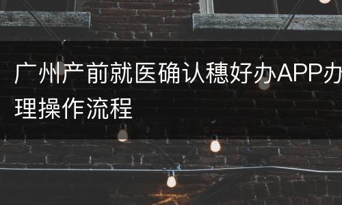 广州产前就医确认穗好办APP办理操作流程