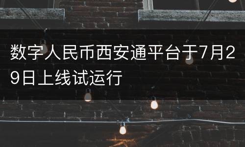 数字人民币西安通平台于7月29日上线试运行