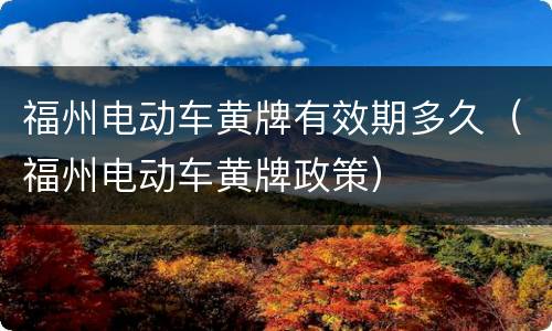 福州电动车黄牌有效期多久（福州电动车黄牌政策）