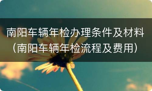 南阳车辆年检办理条件及材料（南阳车辆年检流程及费用）