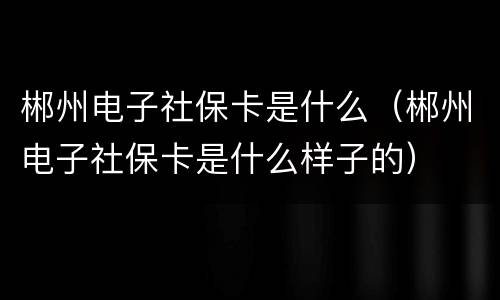 郴州电子社保卡是什么（郴州电子社保卡是什么样子的）