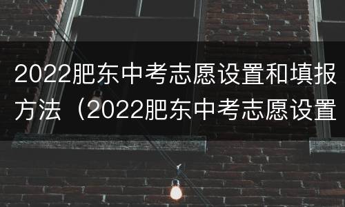 2022肥东中考志愿设置和填报方法（2022肥东中考志愿设置和填报方法图片）