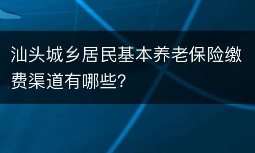 汕头城乡居民基本养老保险缴费渠道有哪些？