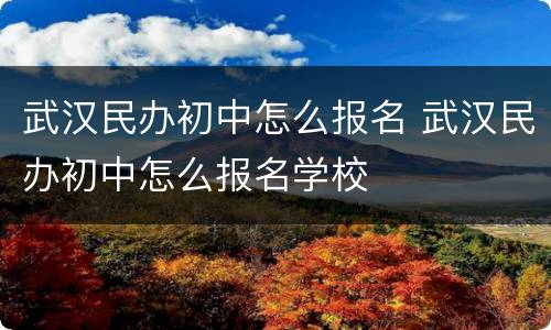 武汉民办初中怎么报名 武汉民办初中怎么报名学校