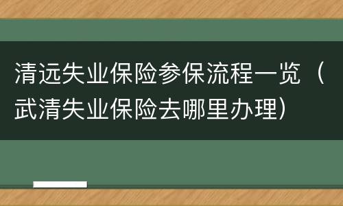 清远失业保险参保流程一览（武清失业保险去哪里办理）