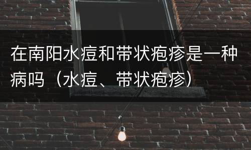 在南阳水痘和带状疱疹是一种病吗（水痘、带状疱疹）