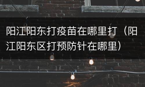阳江阳东打疫苗在哪里打（阳江阳东区打预防针在哪里）